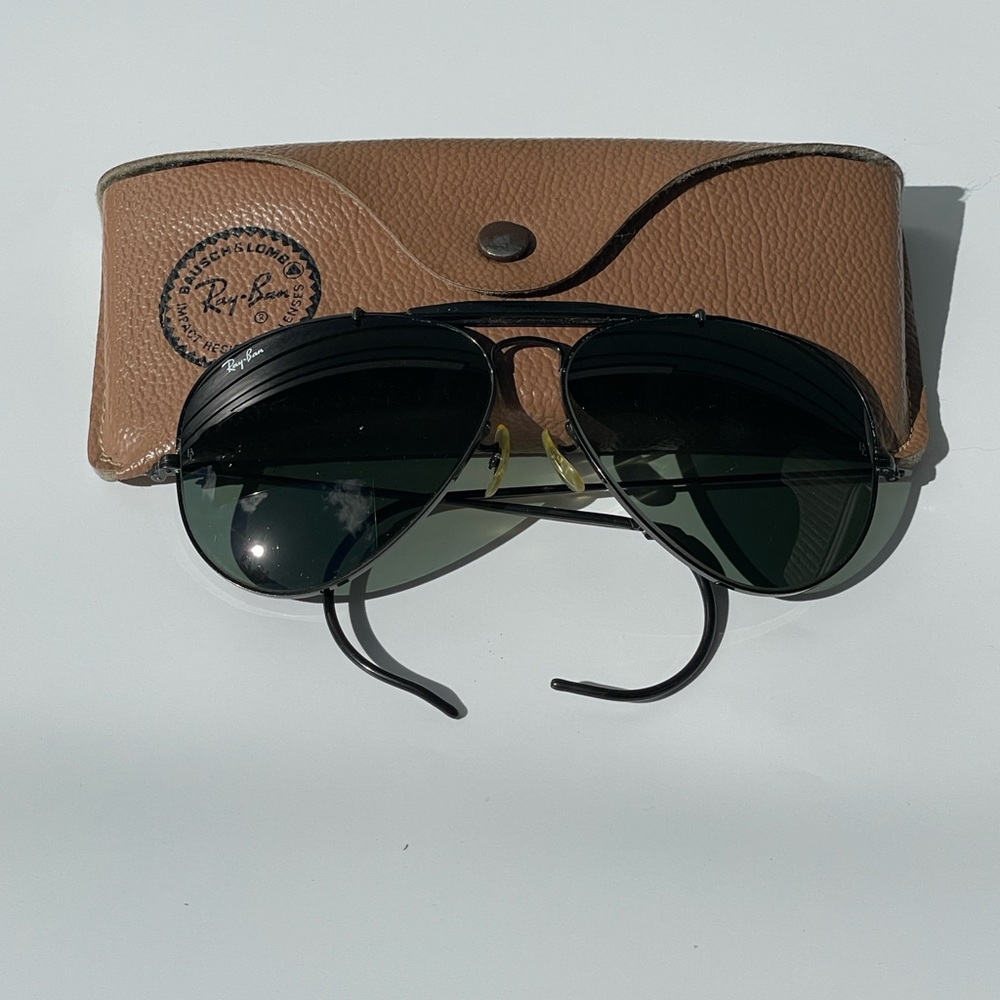 Vintage B&L Ray-Ban Outdoorsman RARE Black Chrome 62mm CableTemples G-15 w/case - Picture 4 of 17
